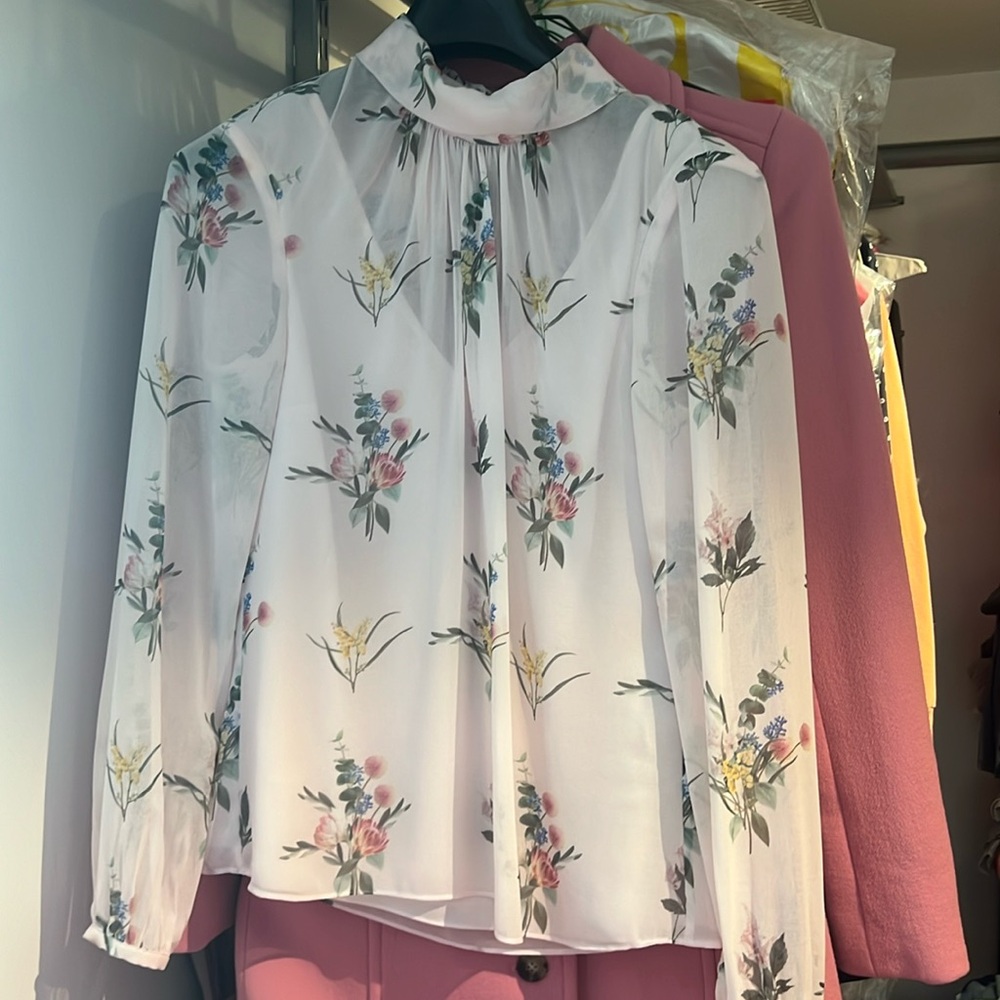 Pink floral shirt, size one, Ted Baker